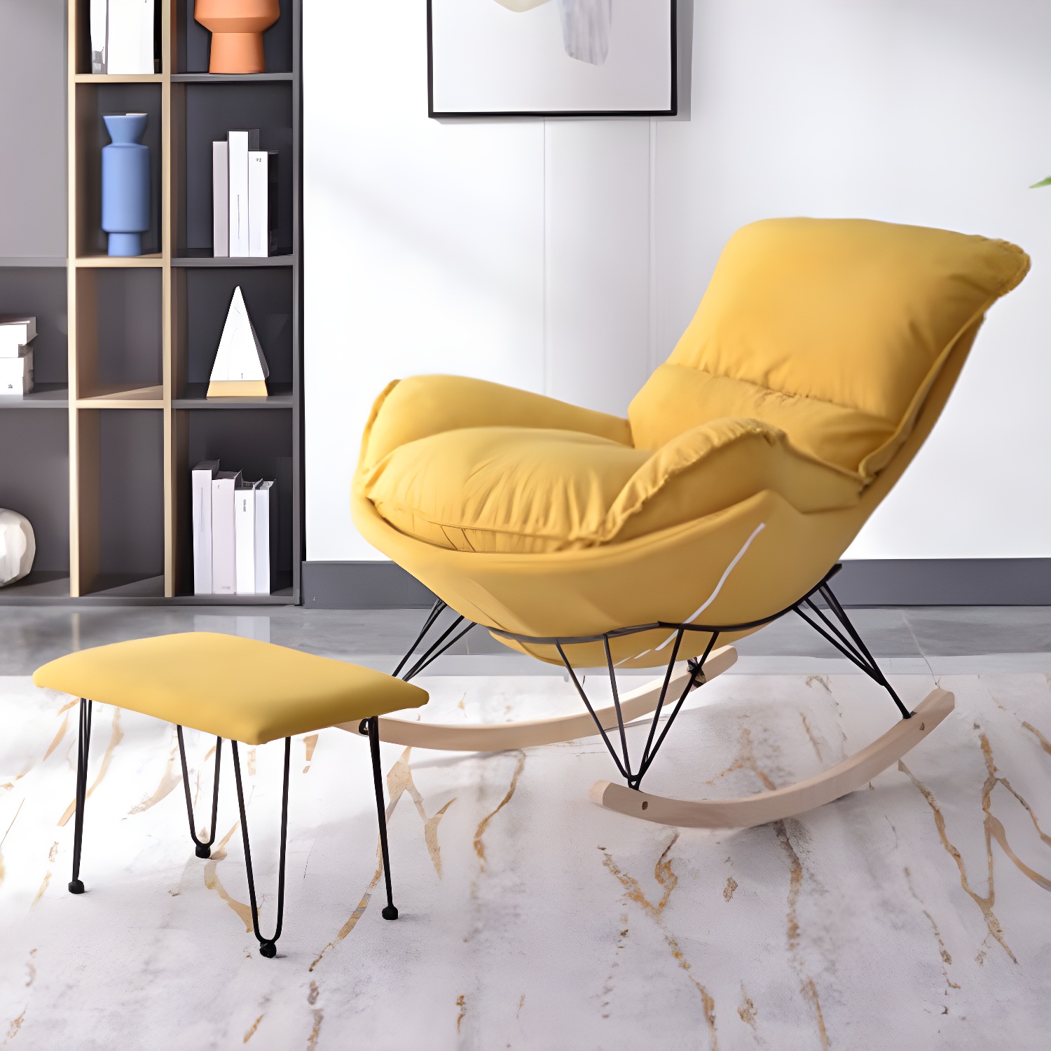Contemporary Simple Style Rocking Chair Single Indoor Sofa Rocking Chair for Break - image 9