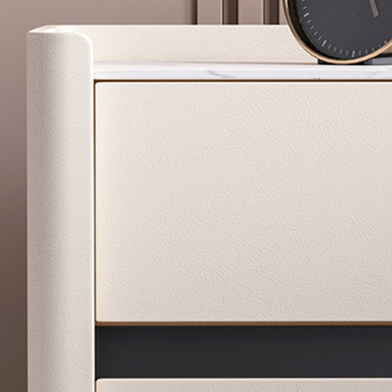 Modern Faux Leather Nightstand with 2 Drawers in Stone Countertop - image 17