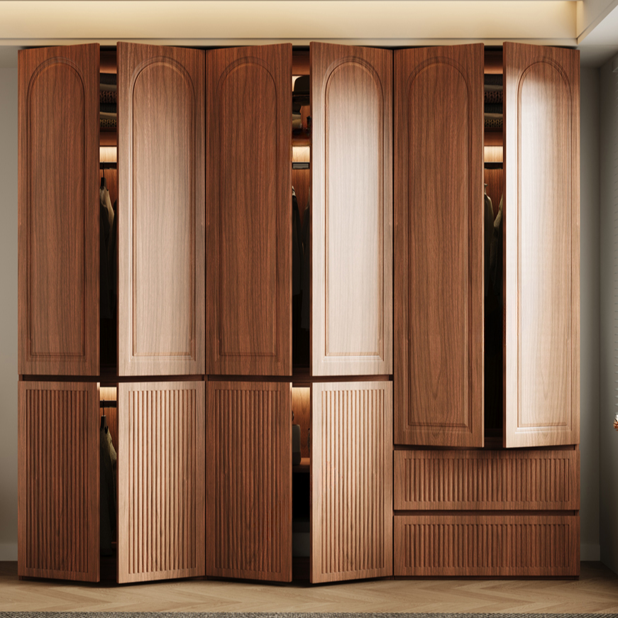 Acorn Minimalist Natural Wood Independent Wardrobe Closet with Soft Close Drawer, Soft Close Door, and Interior Shelves