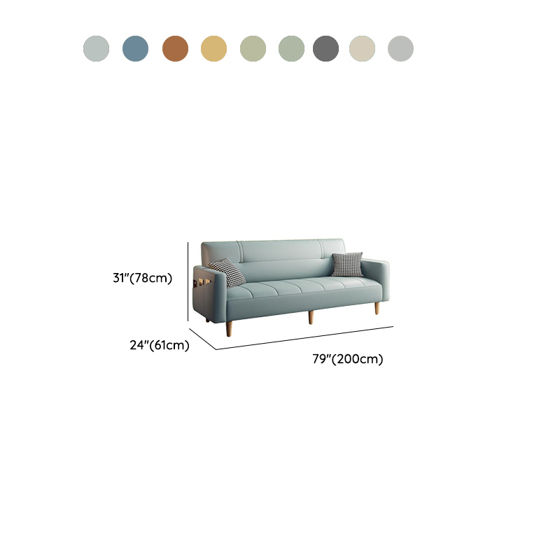 Synthetic Leather Convertible Sofa in Grey/Light Blue/Light Green with Arm - image 18