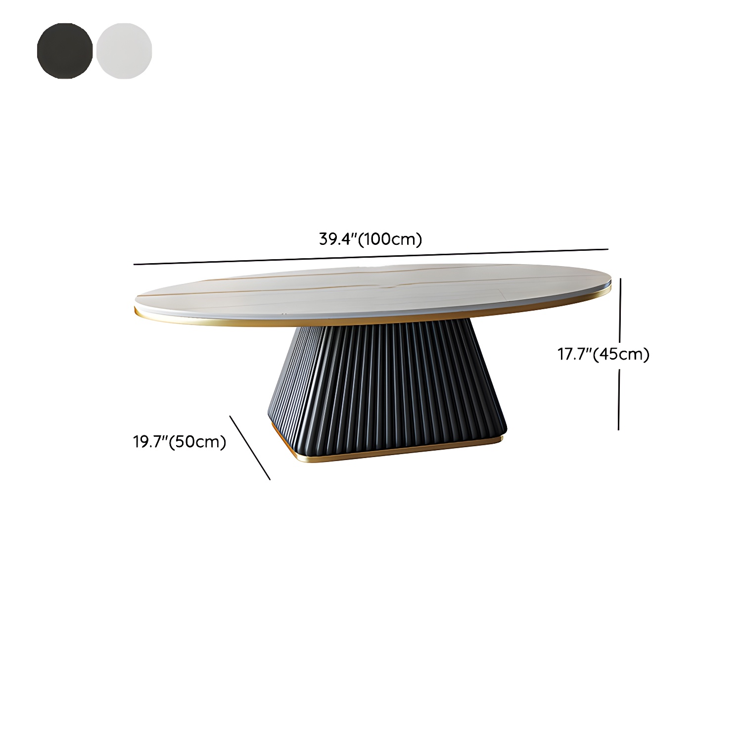 Glam Single Coffee Table Oval Pedestal Coffee Cocktail Table - image 21