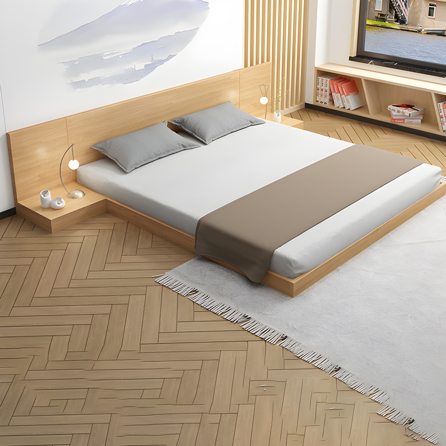 Solid Wood Platform Bed Mid-Century Modern Platform Bed Frame Mattress Included - image 6
