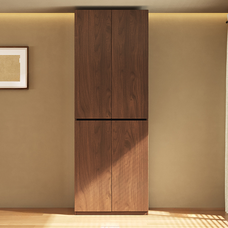 Modish Natural Wood Independent Armoire Cabinet with Soft Close Drawer, Soft Close Door, Interior Shelves, and Clothing Rod