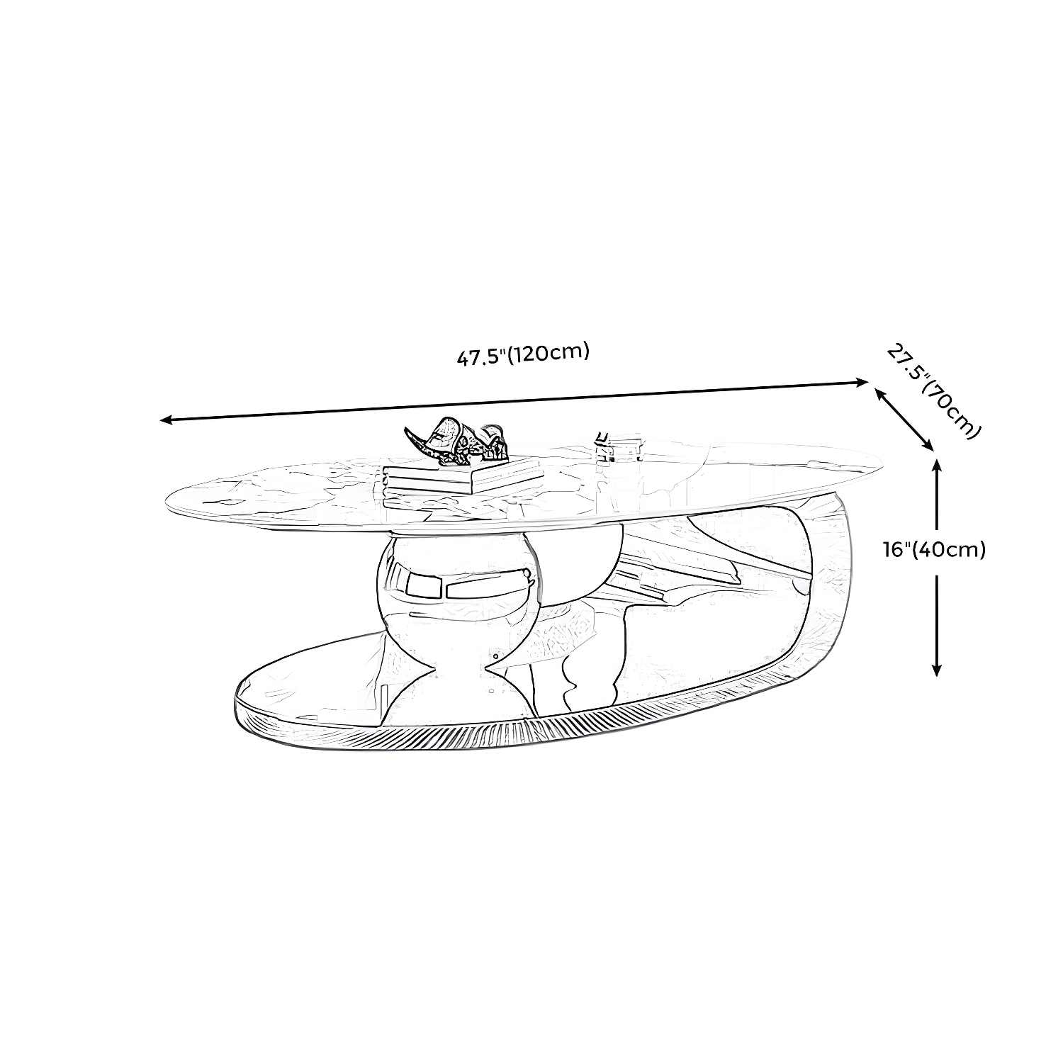 Oval Coffee Table with Stainless Steel Base Made of Rock Sheet - image 12