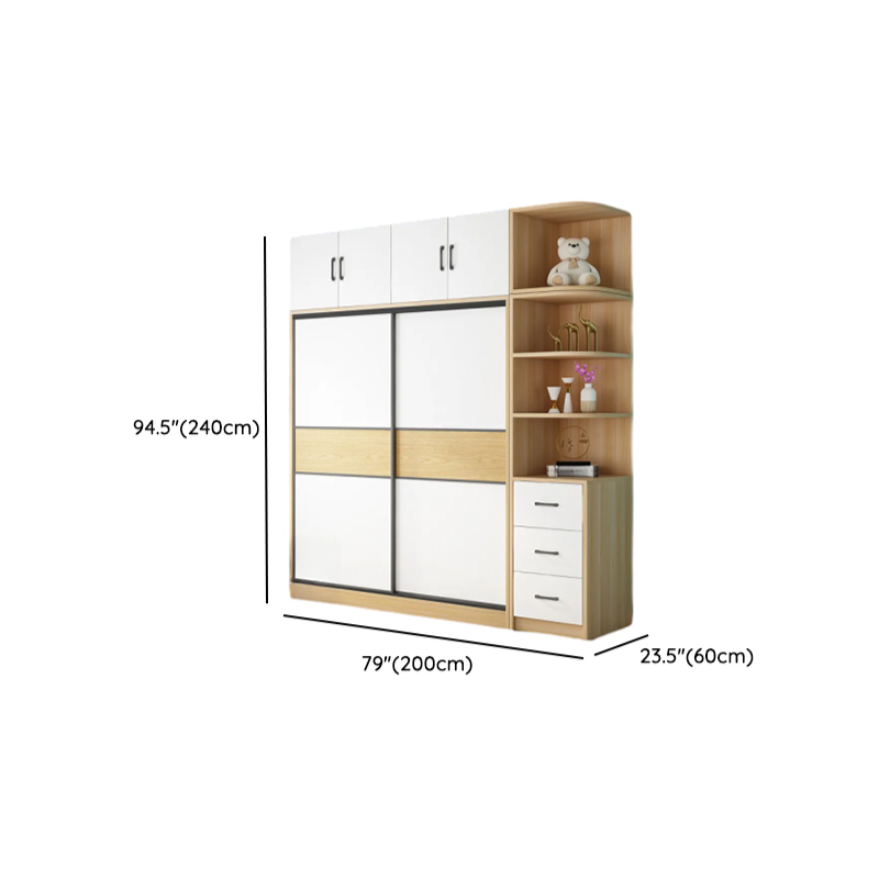 Natural Finish Modish Laminate Wardrobe Closet with 3-Drawer/4-Drawer, Interior Shelves, and Clothing Rod - image 15