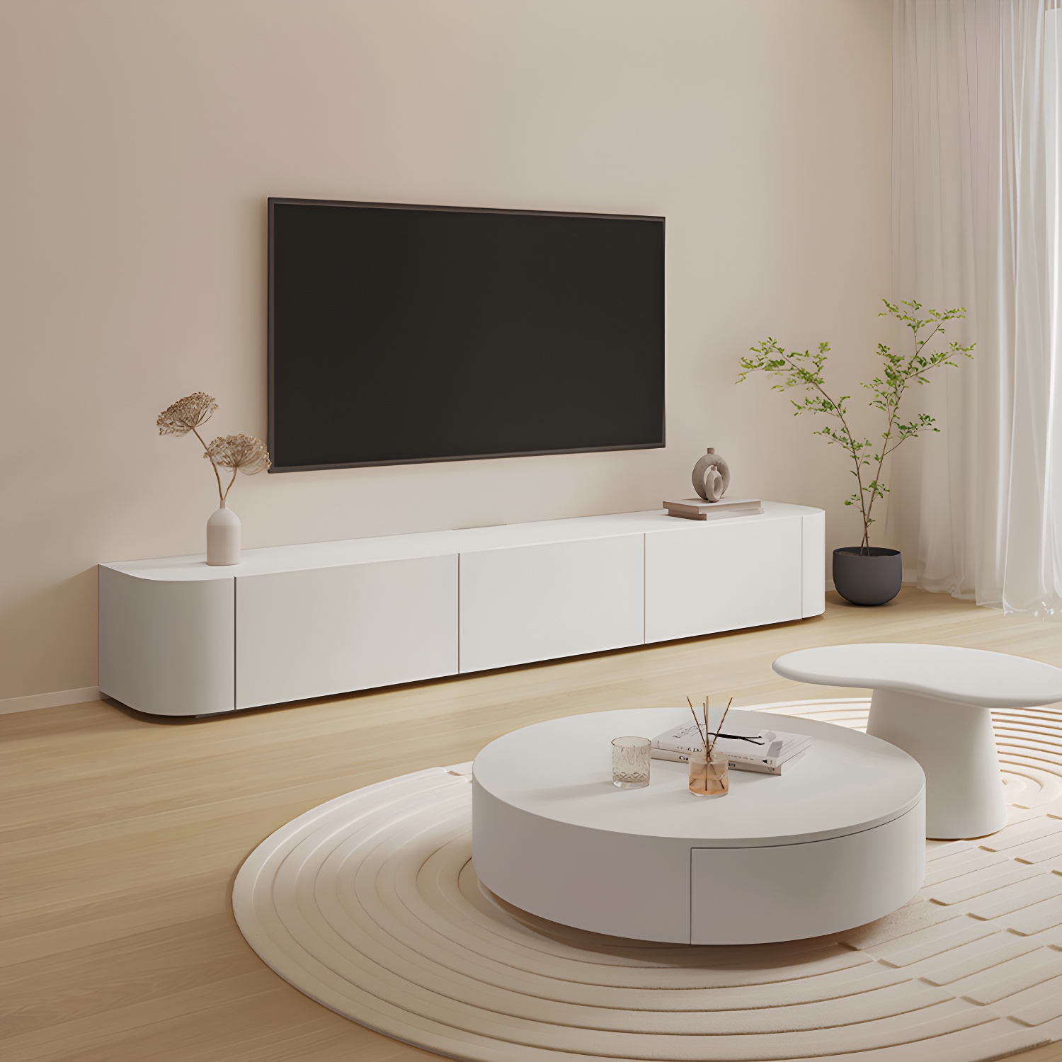 16" W Modern TV Media Console Enclosed Storage TV Stand Console with Drawers - image 3