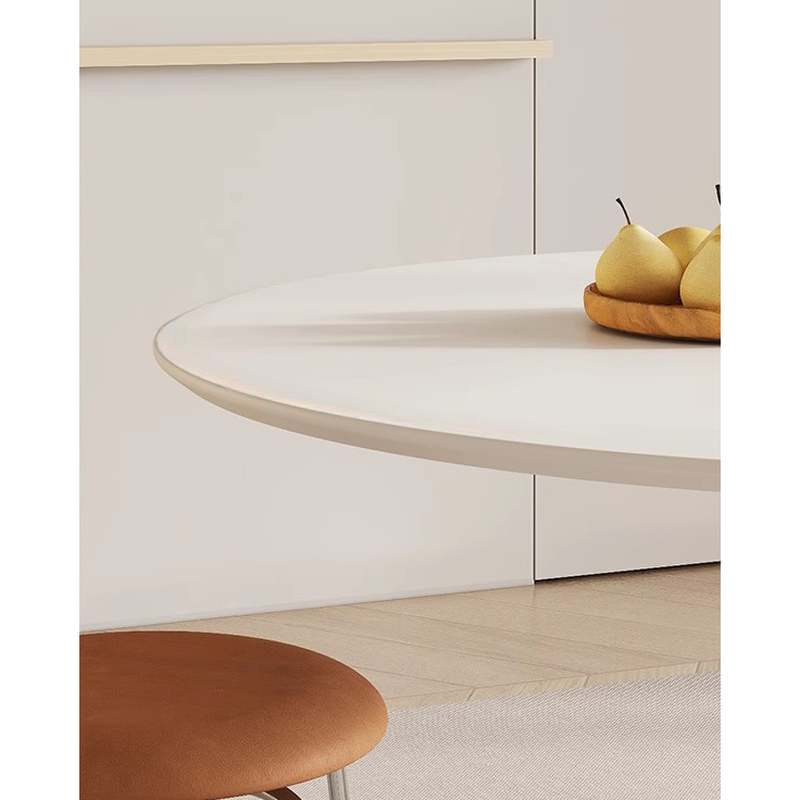 Scratch-defiant Fixed Circular Dining Table for 2 People/4 People with a Chalk/Charcoal Slate Stone Tabletop in a Contemporary Style - image 9