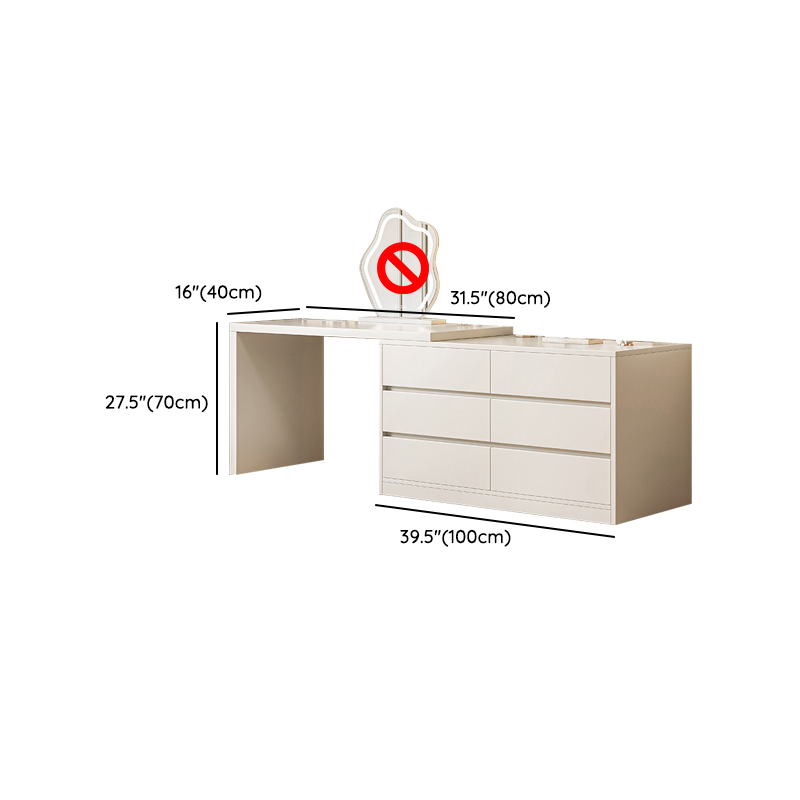 Chalk Modish Wood Makeup Vanity with Standard Length and Non-Upholstered Chair(s) - image 21