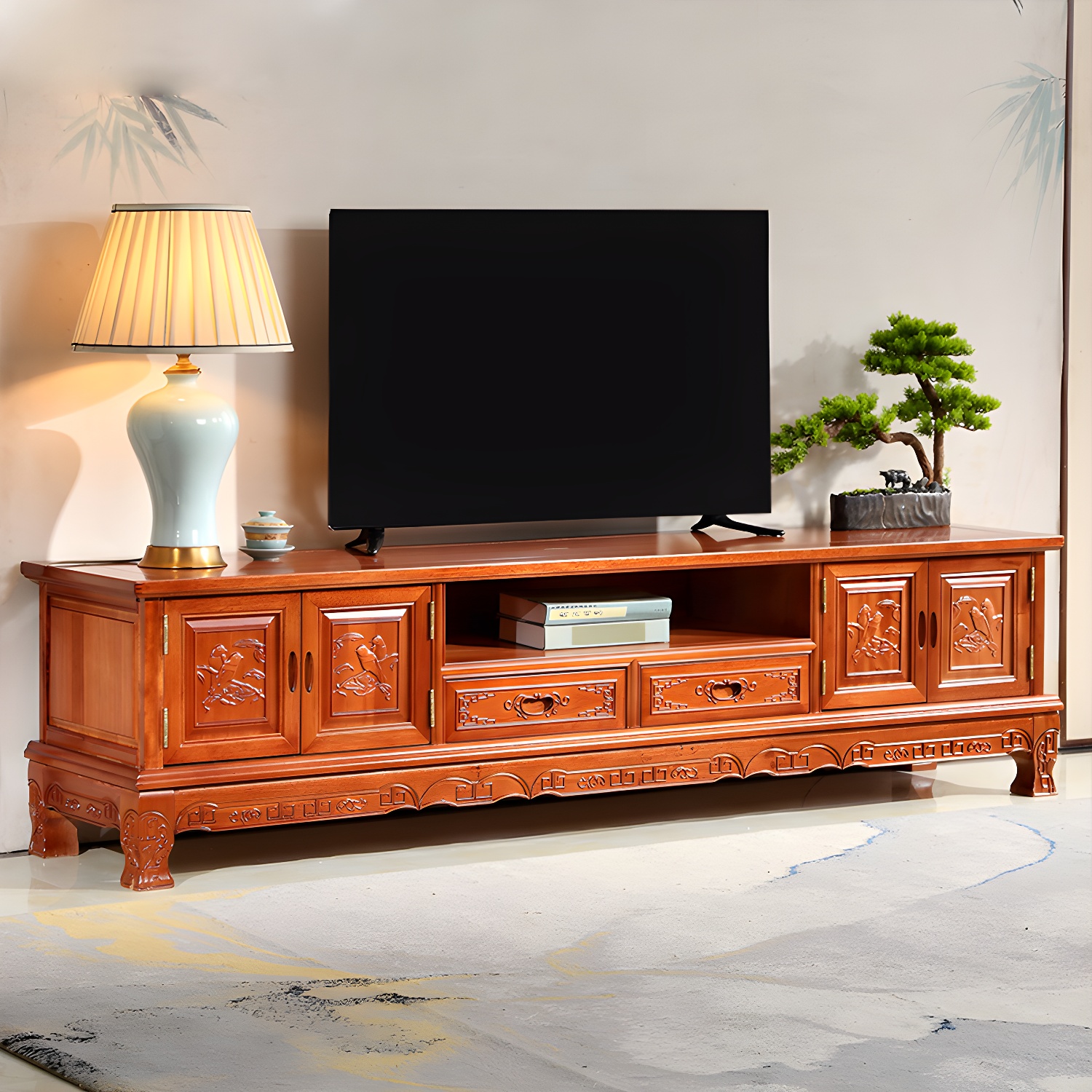 Wooden TV Cabinet Classical Storage TV Stand for Living Room - image 6