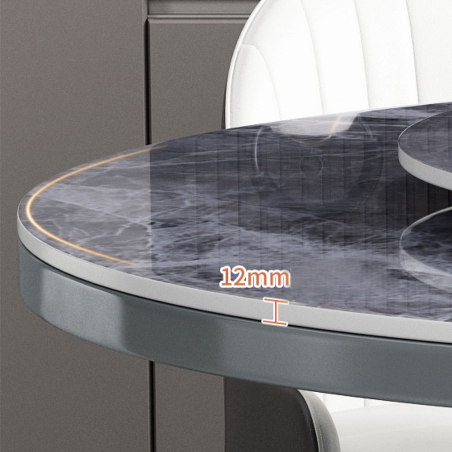 Round Stone Turntable Table Minimalist Furniture with Pedestal Base - image 8