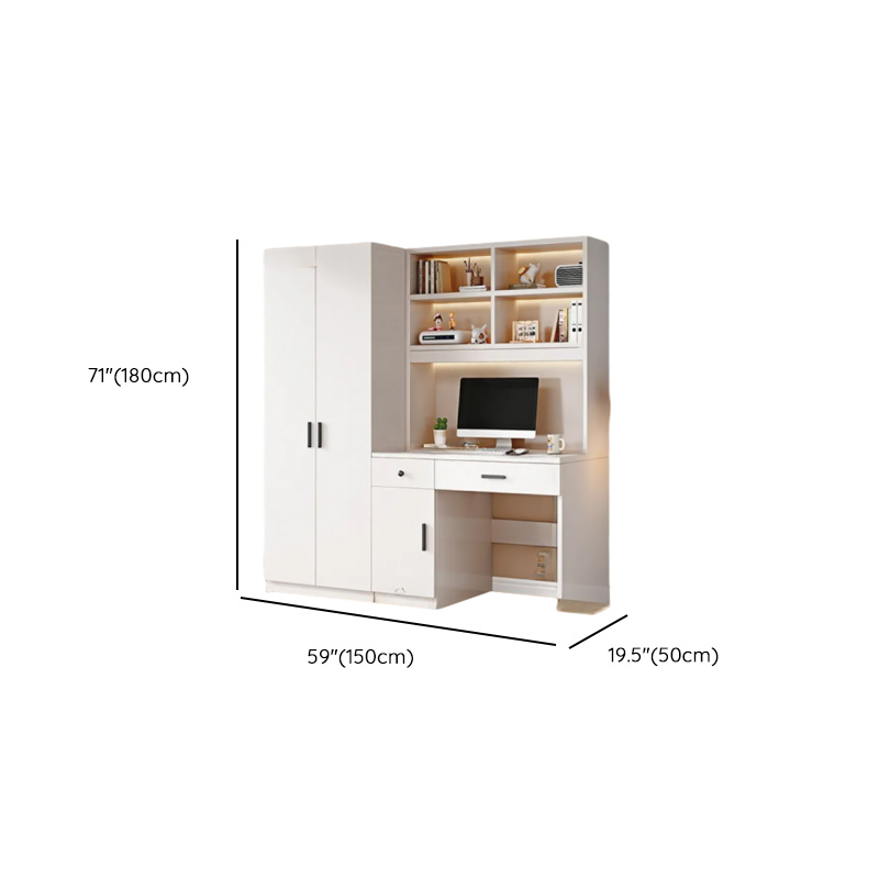 White Contemporary Laminate Almirah with Soft Close Drawer, Soft Close Door, Interior Shelves, and Clothing Rod - image 5