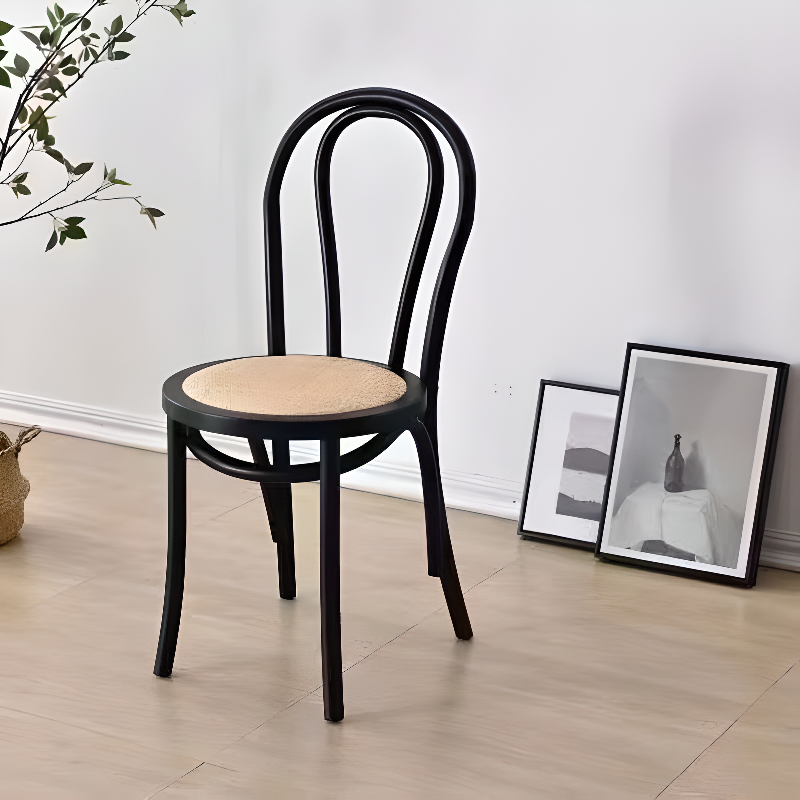 Reliable Outlined Intertwined Armless Chair for Restaurant Use