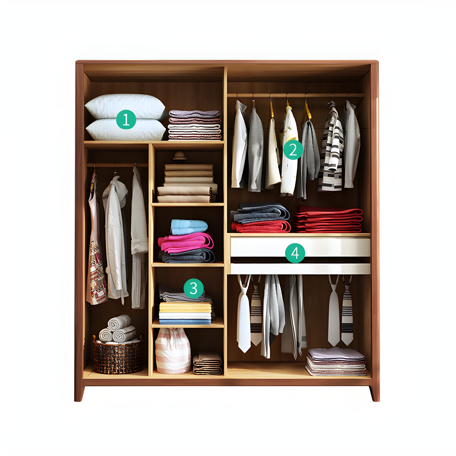 Modern Style Wardrobe Cabinet Wood Clothes Rail Wardrobe Armoire with Shelves - image 13