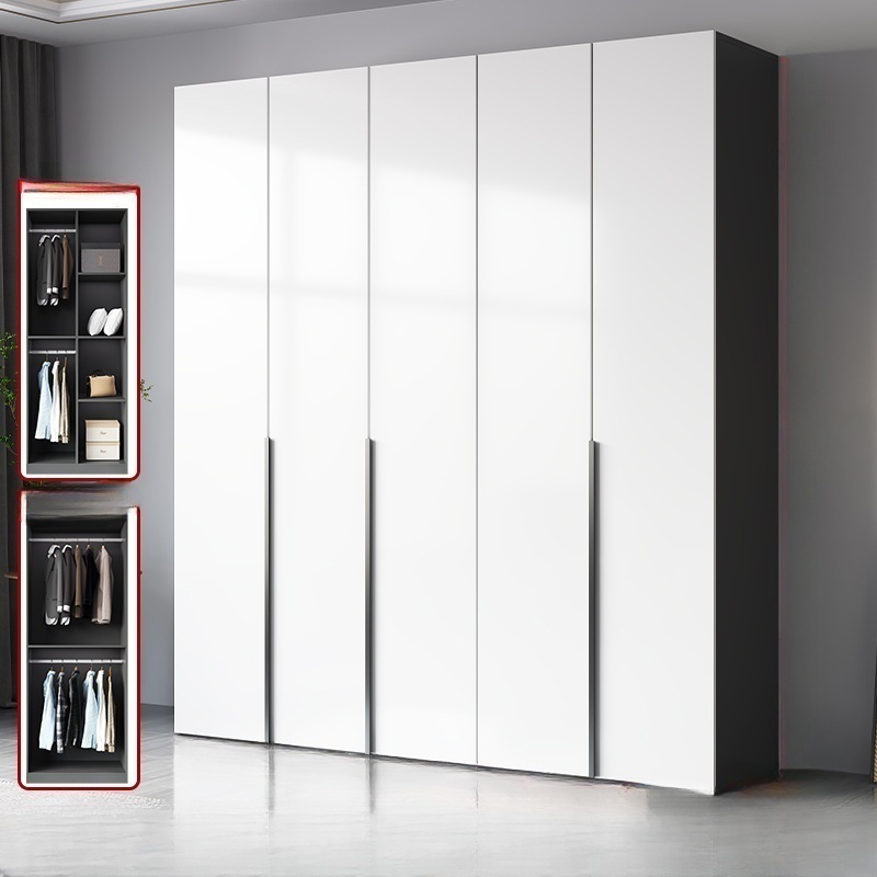 Convenient White Wardrobe Armoire with Shelves and Clothing Rod - image 3