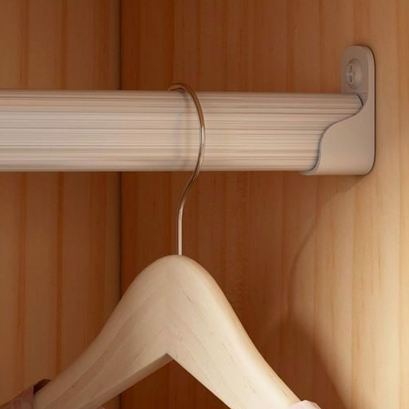 Natural Finish Modish Pine Wood Wardrobe Closet with Soft Close Drawer, Soft Close Door, Interior Shelves, and Clothing Rod - image 4