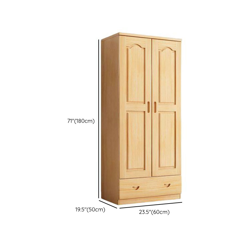 Natural Finish Modish Pine Wood Wardrobe Closet with Soft Close Drawer, Soft Close Door, Interior Shelves, and Clothing Rod - image 13
