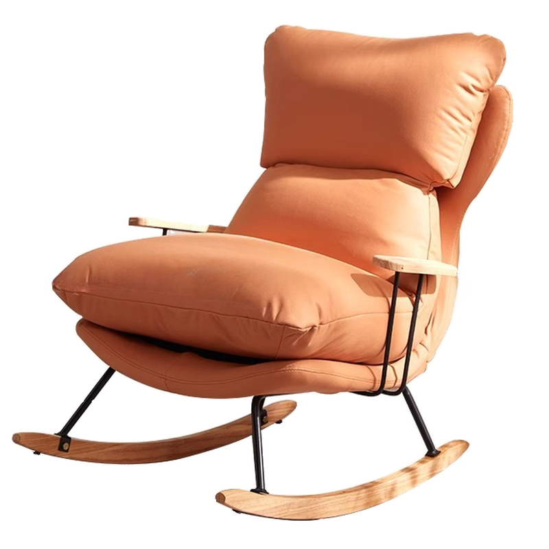 1 Piece Set/2 Piece Set Water Resistant Padded Living Room Rocking Chair in Chalk/Grey/Citrus Color with Upholstered Back and Track Arm in a Simple Style, Ottoman Included/Not Included - image 3