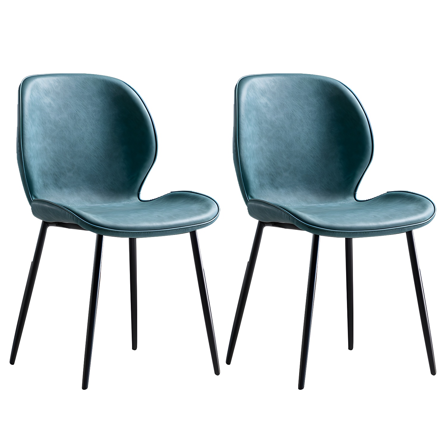 Scandinavian Leather Home Side Chair Matte Finish Wingback Dining Chair (Set of 2) - image 5