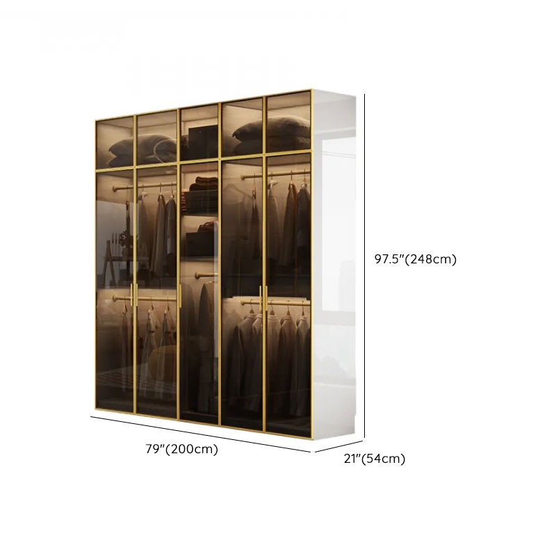 White Trendy Reclaimed Wood Almirah with Soft Close Drawer, Interior Shelves, and Hanging Rod - image 26