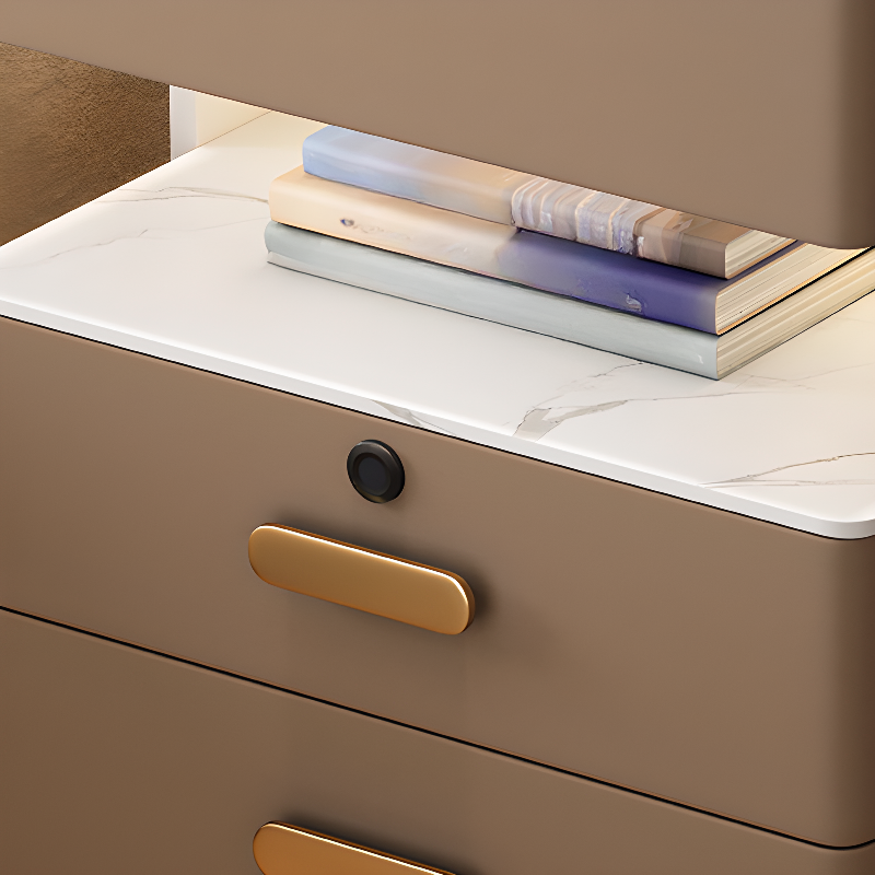 Modern Simple Style Nightstand With Drawer Storage, Stone Countertop, and Integrated Lighting - image 9