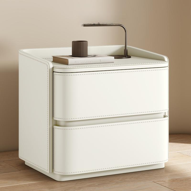 Modish Nightstand With Drawer Organization Featuring 2 Drawers and Pleather Countertop - image 8