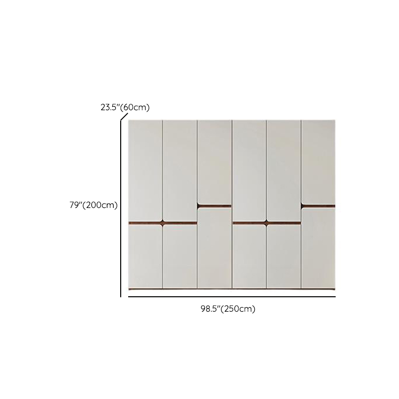 White Minimalist Manufactured Wood Wardrobe Closet with Soft Close Drawer, Soft Close Door, Interior Shelves, and Clothing Rod - image 17