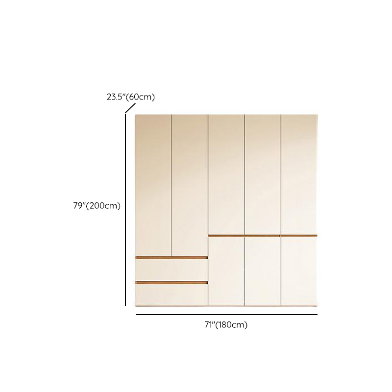 White Minimalist Manufactured Wood Wardrobe Closet with 2 Drawers, Soft Close Door, Interior Shelves, and Clothing Rod - image 10