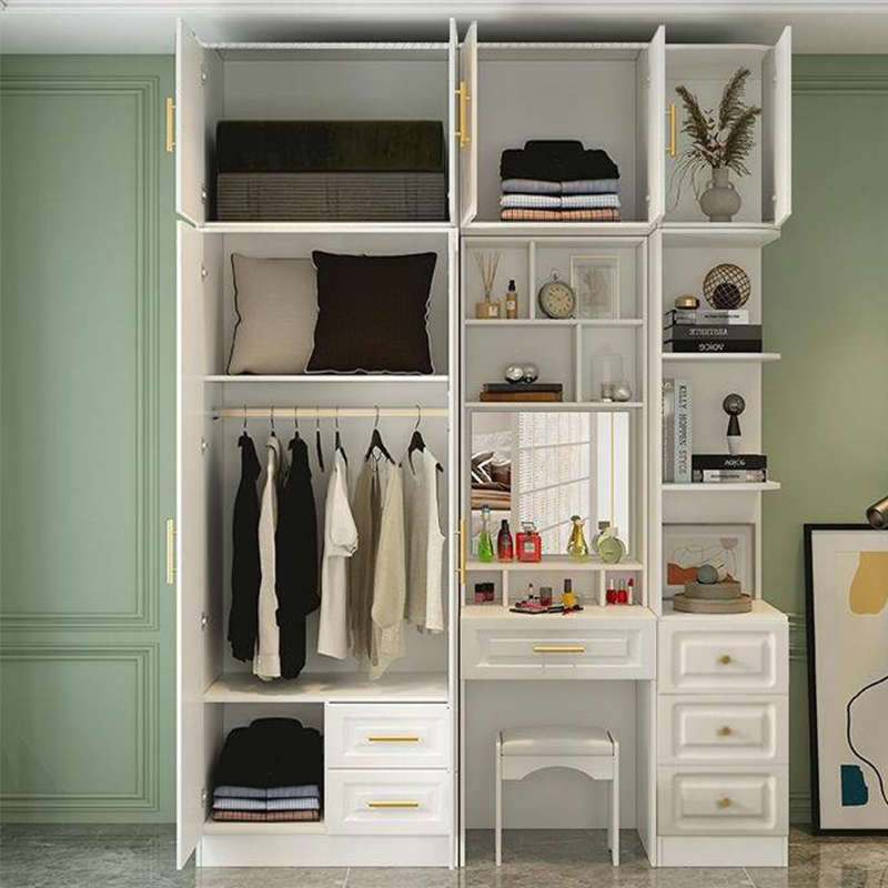 Contemporary Wood Chalk Wardrobe Closet with Interior Shelves&Clothing Rack&3-Drawer/6 Drawers/5-Drawer