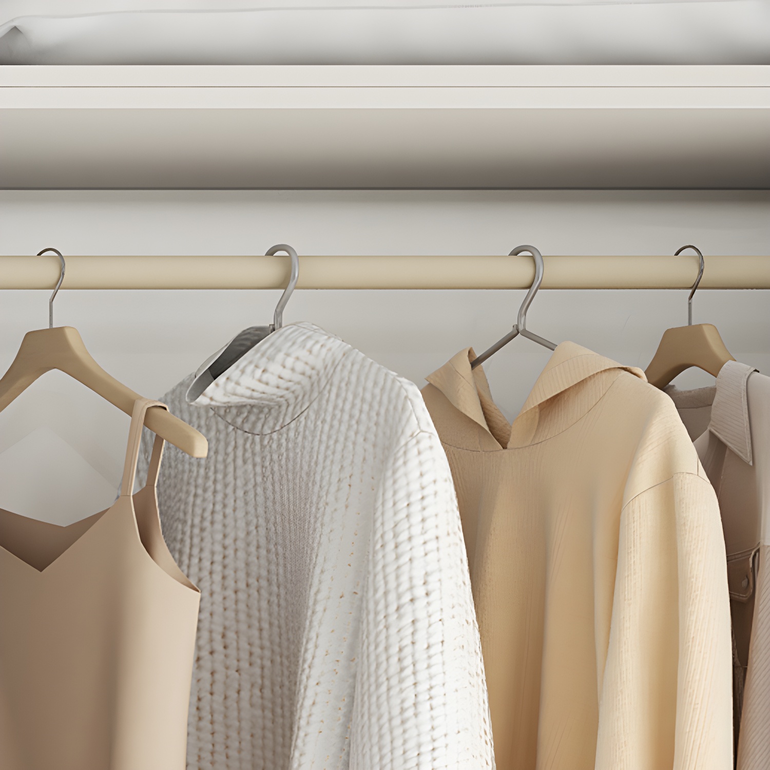 White Modern Style Wardrobe Cabinet Engineered Wood with Garment Rod - image 8