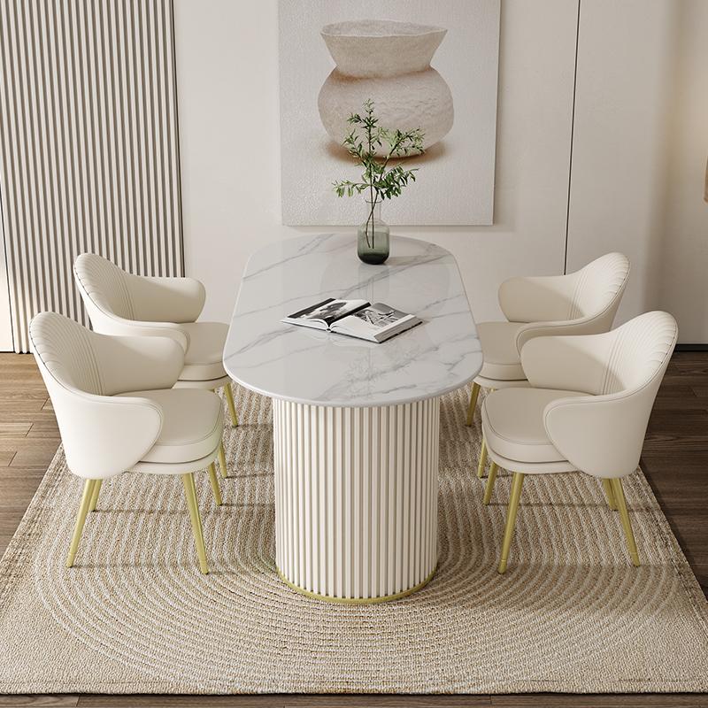 Contemporary Stone Top Oval Dining Table with Metal Legs for Dining Room - image 5