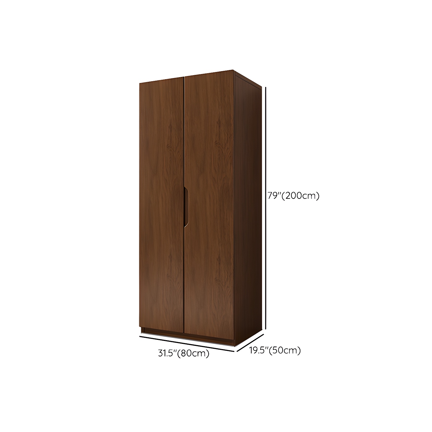 Solid Wood Wardrobe Armoire Contemporary Brown Storage Cabinet - image 11