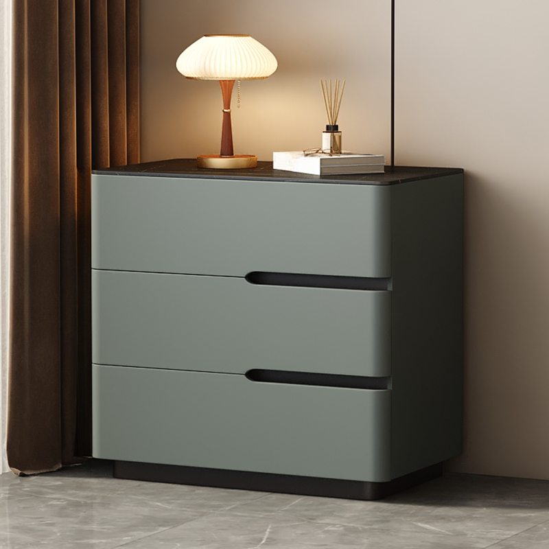 Organic Modern Nightstand With Drawer Organization Featuring Stone Countertop