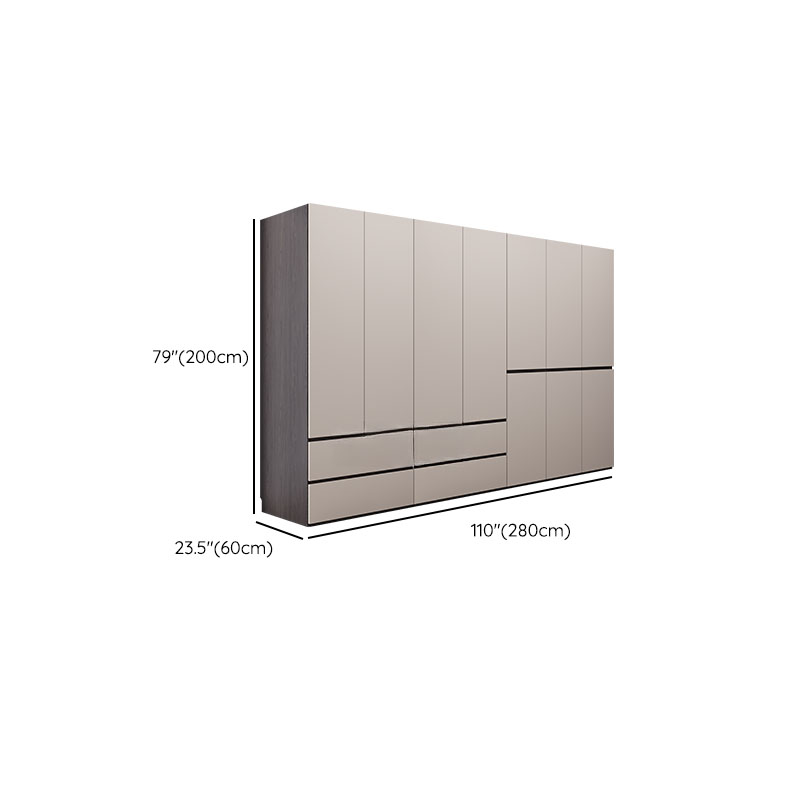 Light Gray Modish Manufactured Wood Independent Armoire Cabinet with 2 Drawers/4 Drawers, Interior Shelves, and Clothing Rod - image 17