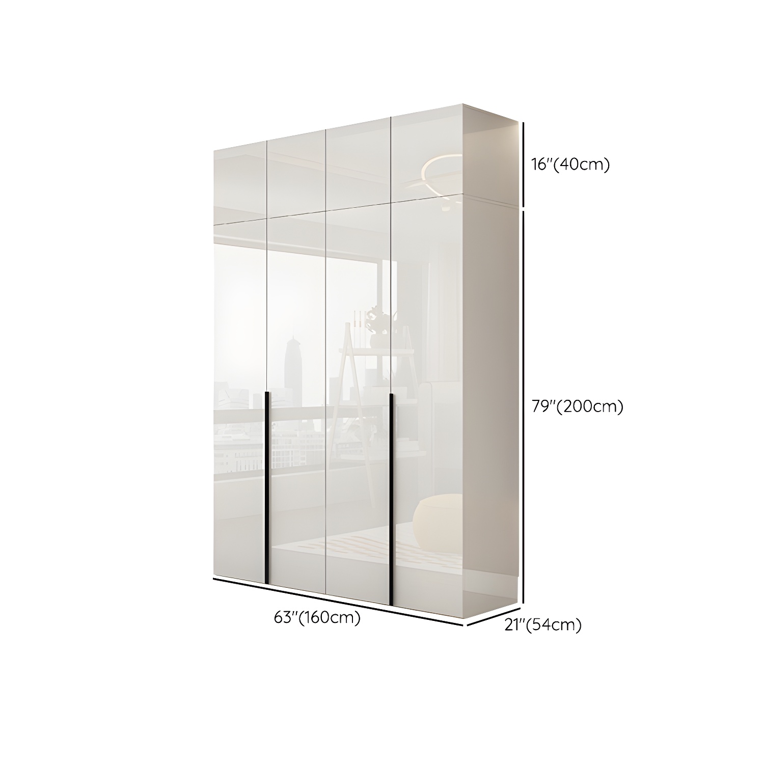 Modern White Wood Wardrobe Armoire - Drawers and Shelves Included - image 23