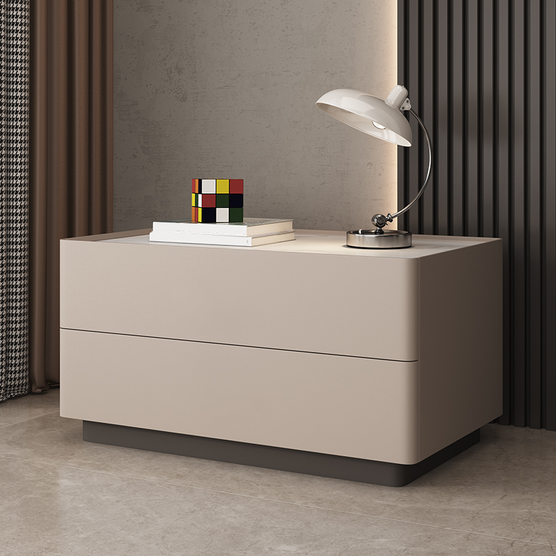 Casual Sintered Stone Countertop Drawer Storage Nightstand with 2 Drawers