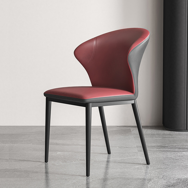 Modish Side Chair with Wing Chair Back, Padded Upholstery, Midnight Black Metal Legs - image 7