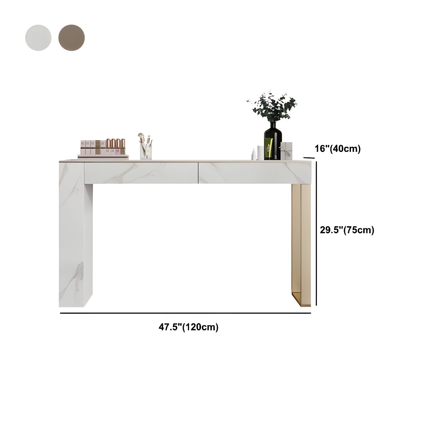 Two Piece Luxurious Vanity Set Stainless Steel and Stone Dresser - image 15