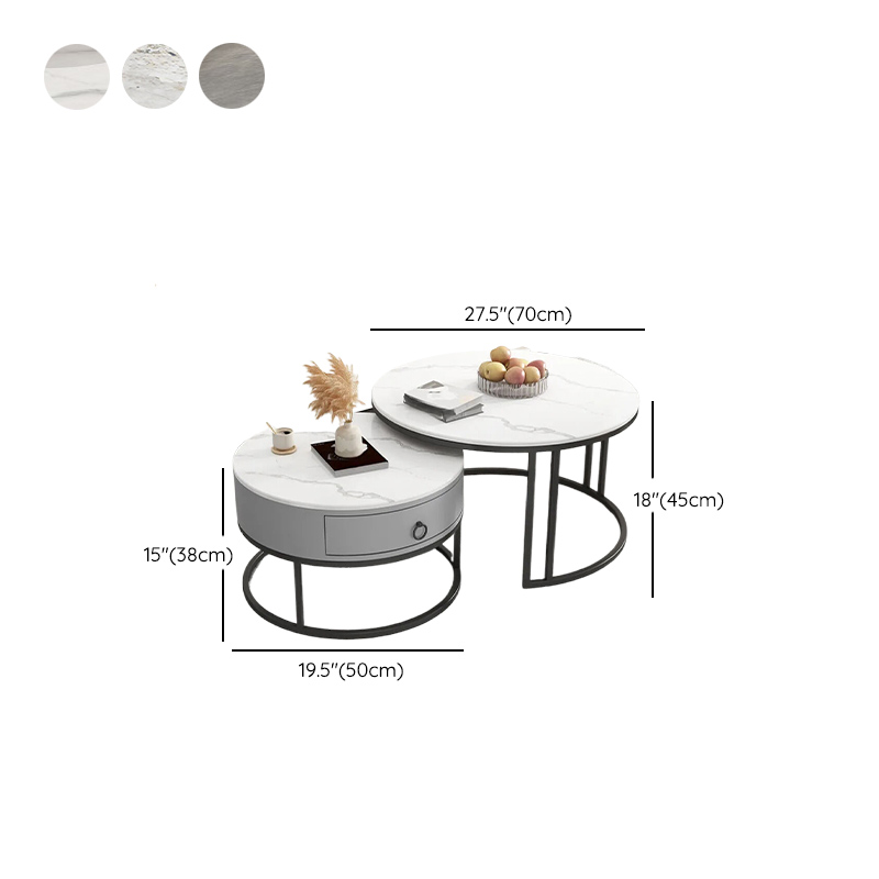 Nested Coffee Table with Rounded Top and Structured Base for Foyer Use - image 14