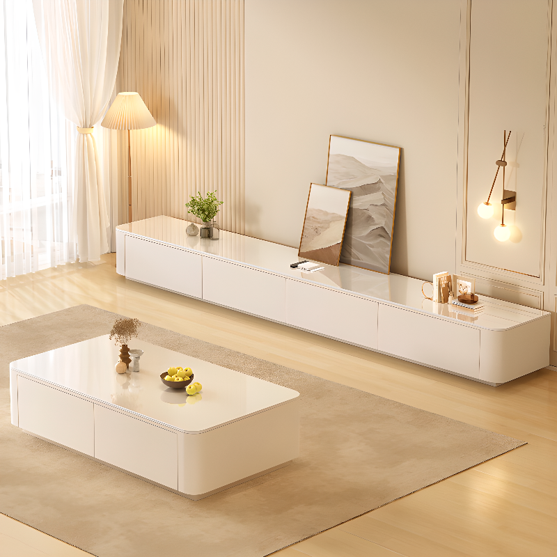 Rectangular Sintered Stone Countertop TV Stand with 3-Drawer/5 Drawers/4 Drawers and Cable Management in a Modern Simple Style - image 5