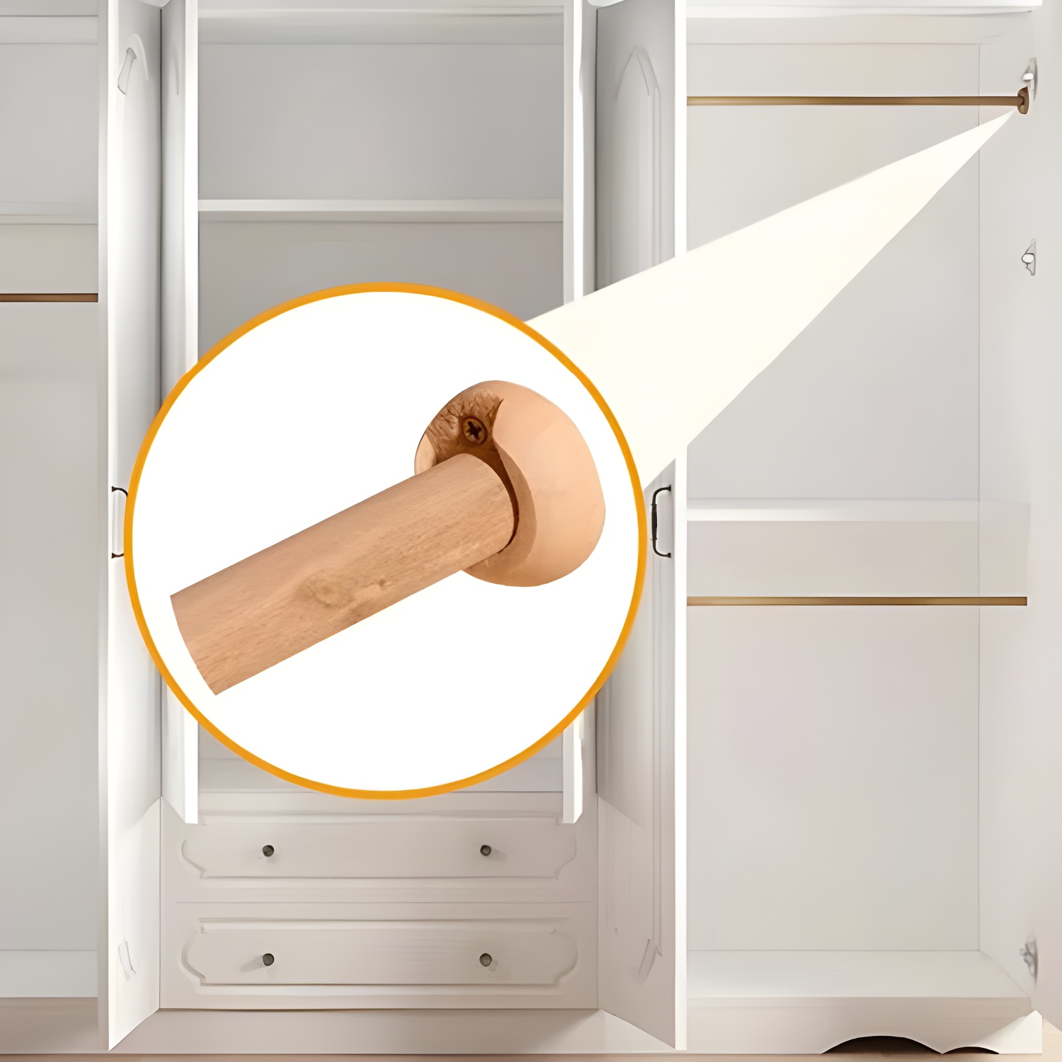 Engineered Wood Cabinet with 2 Drawers French Country White Wardrobe for Home - image 9