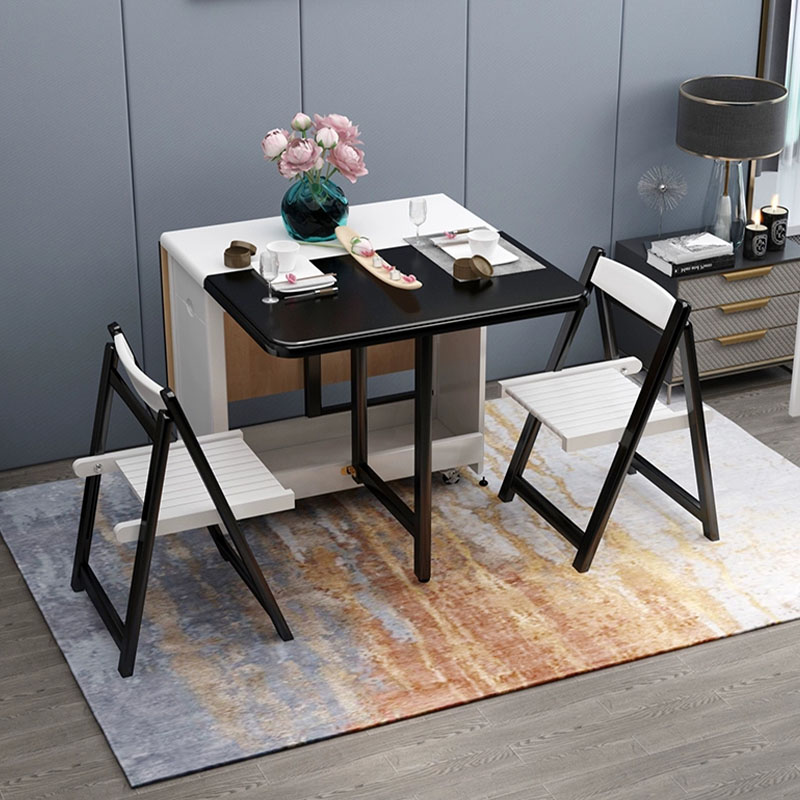Trendy Collapsible Solid Wood Dining Set Non-adjustable Standard Height