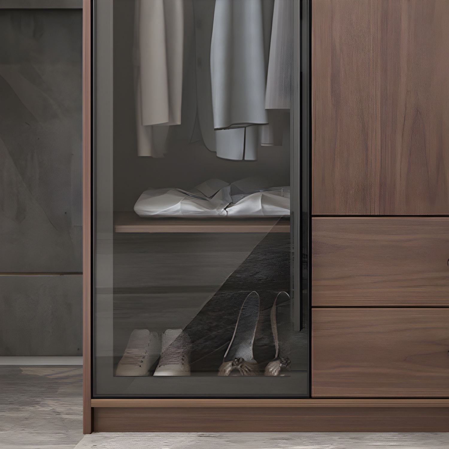 Brown Wood Wardrobe Armoire Modern Freestanding Wardrobe with Self Close Drawers - image 9