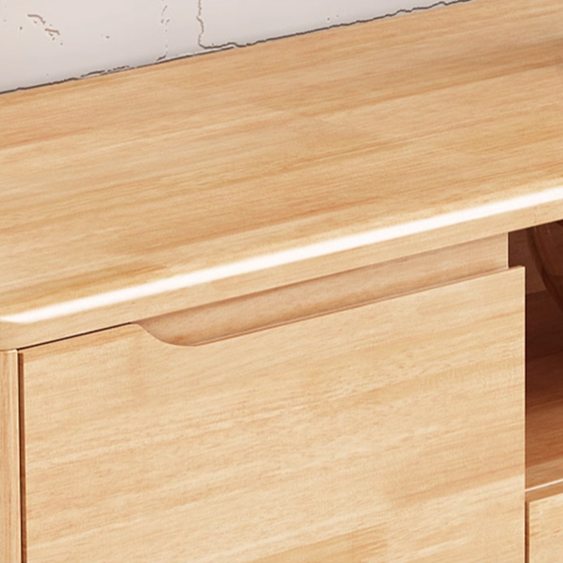 Art Deco Natural Wood TV Stand with 2 Drawers, 2 Cabinets, and Visible Storage - image 12