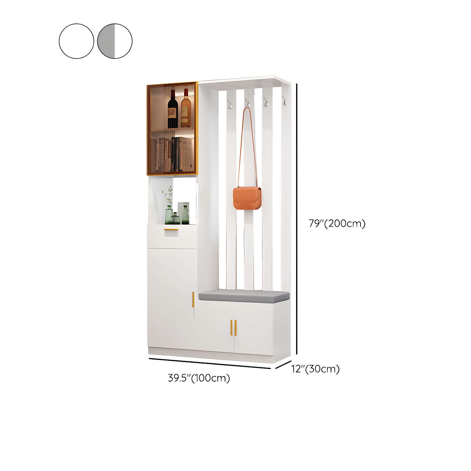 Contemporary Rectangle Wooden 11.81" Wide Accent Cabinet with Drawer - image 15