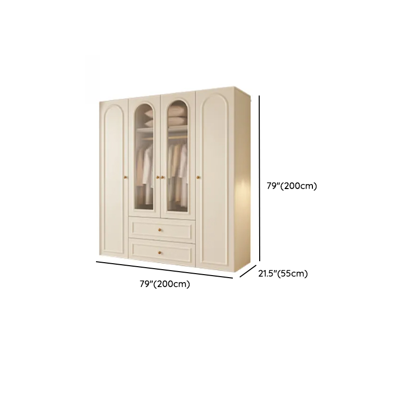 Chalk Modish Natural Wood Wardrobe Closet with Soft Close Drawer, Soft Close Door, Interior Shelves, and Clothing Rod - image 12