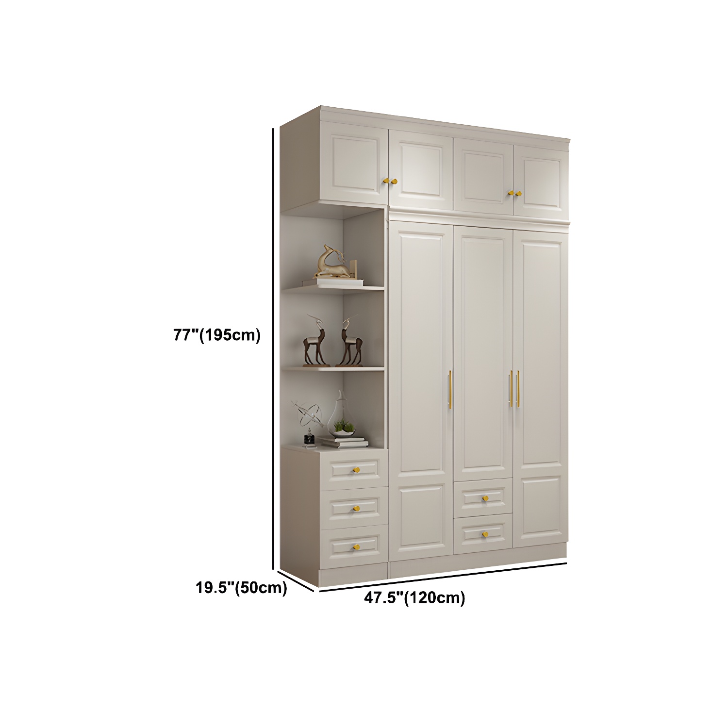 Hinged White Wardrobe Armoire Engineered Wood Wardrobe Closet - image 27