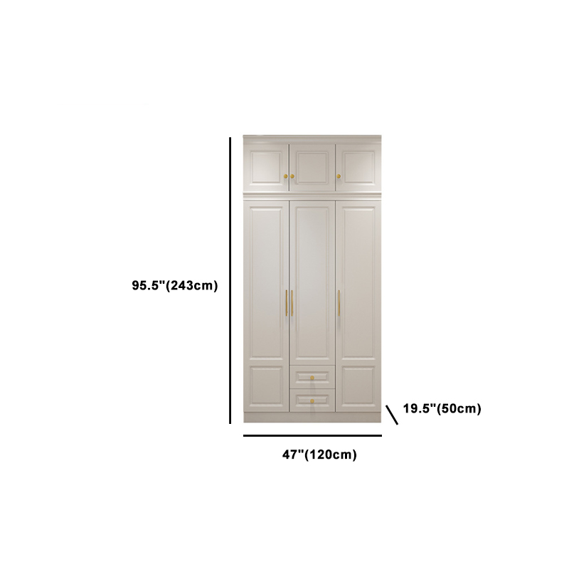 Art Deco Chalk Manufactured Wood Free Standing Interior Shelves Wardrobe with Soft Close Drawer and Hanging Rod - image 18