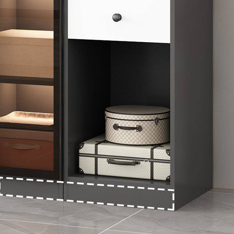 Ink-Colored Manufactured Wood Detached Wardrobe Closet with Soft Close Drawer, Door, Interior Shelves, and Clothing Rod - image 7