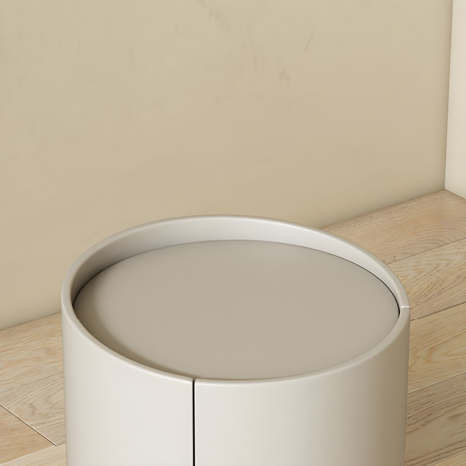 Modern Faux Leather Nightstand with 2 Drawers in Light Wood Tone - image 20