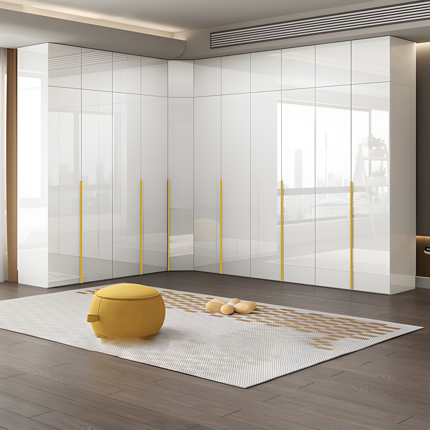 White Modern Style Wardrobe Cabinet Engineered Wood with Garment Rod - image 3